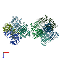 PDB entry 5mni coloured by chain, top view.