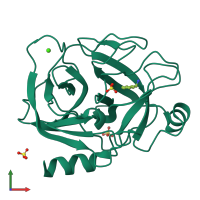 PDB entry 5mnk coloured by chain, front view.