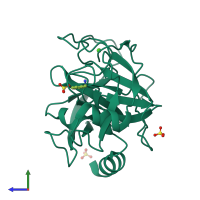 PDB entry 5mnk coloured by chain, side view.