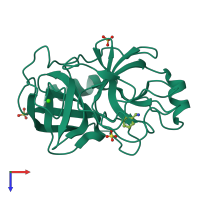 PDB entry 5mnk coloured by chain, top view.