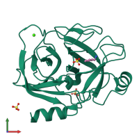 PDB entry 5mnm coloured by chain, front view.