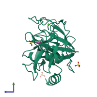 PDB entry 5mnm coloured by chain, side view.