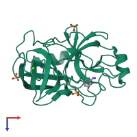 PDB entry 5mnm coloured by chain, top view.