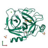 PDB entry 5mnn coloured by chain, front view.