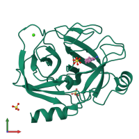PDB entry 5mnp coloured by chain, front view.