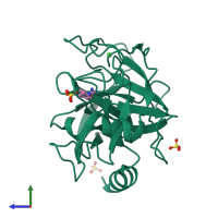 PDB entry 5mnp coloured by chain, side view.