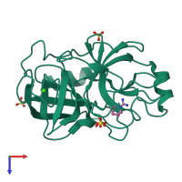 PDB entry 5mnp coloured by chain, top view.