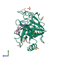 PDB entry 5mnq coloured by chain, side view.