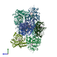 PDB entry 5mnv coloured by chain, side view.