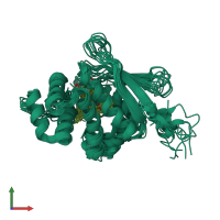 PDB entry 5mnw coloured by chain, ensemble of 10 models, front view.