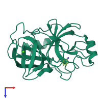 PDB entry 5mny coloured by chain, top view.