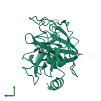 PDB entry 5mnz coloured by chain, side view.