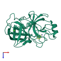 PDB entry 5mo1 coloured by chain, top view.