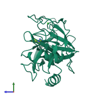 PDB entry 5mo2 coloured by chain, side view.