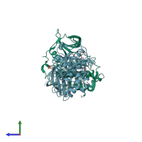 PDB entry 5mo5 coloured by chain, side view.