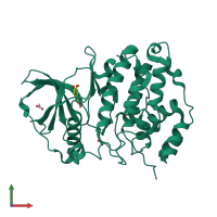 PDB entry 5moh coloured by chain, front view.