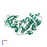 PDB entry 5moh coloured by chain, top view.