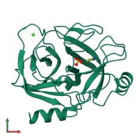 PDB entry 5mon coloured by chain, front view.