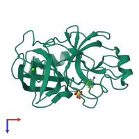 PDB entry 5mon coloured by chain, top view.