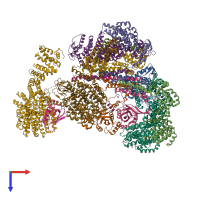 PDB entry 5mpd coloured by chain, top view.