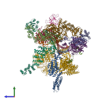 PDB entry 5mpe coloured by chain, side view.