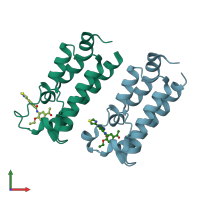 PDB entry 5mpk coloured by chain, front view.