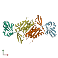 PDB entry 5mpo coloured by chain, front view.