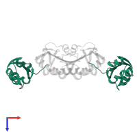Molybdopterin synthase sulfur carrier subunit in PDB entry 5mpo, assembly 1, top view.