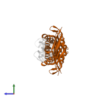 Molybdopterin synthase catalytic subunit in PDB entry 5mpo, assembly 1, side view.
