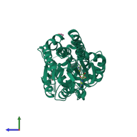 PDB entry 5mpt coloured by chain, side view.