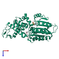 PDB entry 5mpt coloured by chain, top view.
