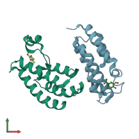 PDB entry 5mqg coloured by chain, front view.