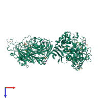 PDB entry 5mqr coloured by chain, top view.