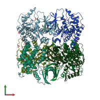 PDB entry 5mqv coloured by chain, front view.