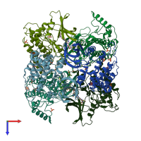 PDB entry 5mqv coloured by chain, top view.