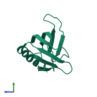 PDB entry 5mr1 coloured by chain, side view.