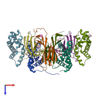 PDB entry 5mr3 coloured by chain, top view.