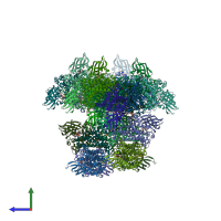 PDB entry 5mr6 coloured by chain, side view.