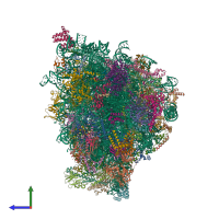 PDB entry 5mre coloured by chain, side view.