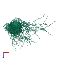 PDB entry 5mrg coloured by chain, ensemble of 20 models, top view.