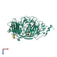 PDB entry 5mrh coloured by chain, top view.