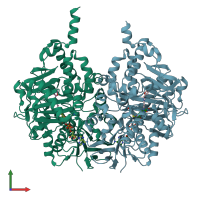 PDB entry 5mrl coloured by chain, front view.