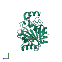PDB entry 5mrp coloured by chain, side view.