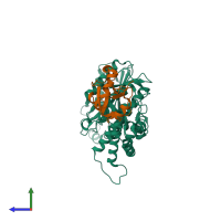 PDB entry 5ms2 coloured by chain, side view.