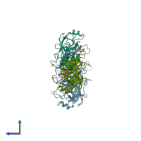 PDB entry 5ms4 coloured by chain, side view.
