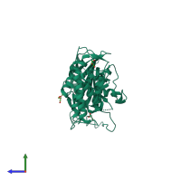 PDB entry 5ms7 coloured by chain, side view.