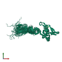 PDB entry 5ms9 coloured by chain, ensemble of 20 models, front view.