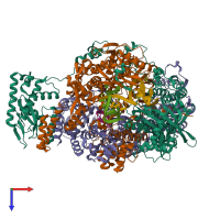 PDB entry 5msg coloured by chain, top view.