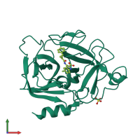 Monomeric assembly 1 of PDB entry 5mt0 coloured by chemically distinct molecules, front view.