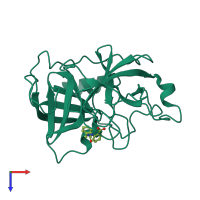 PDB entry 5mt4 coloured by chain, top view.